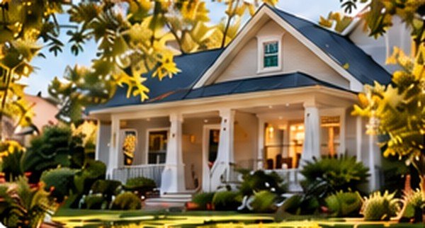 A home with a front porch and garden